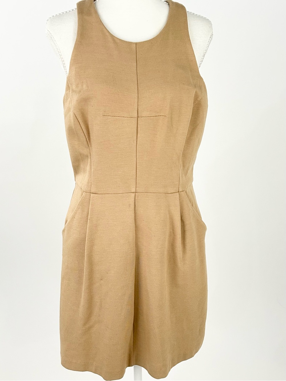 An Original Milly of New York Camel Racerback Mini Dress Pockets M